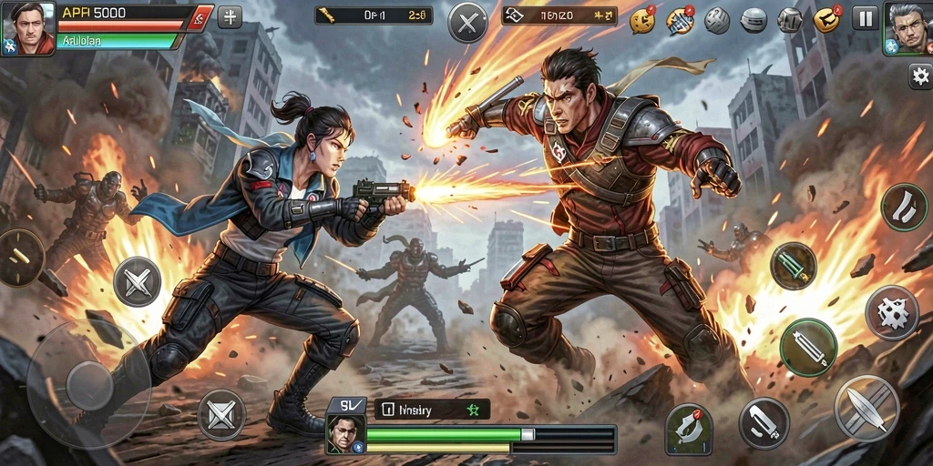 Screenshot menampilkan pertarungan seru dalam gameplay API5000.