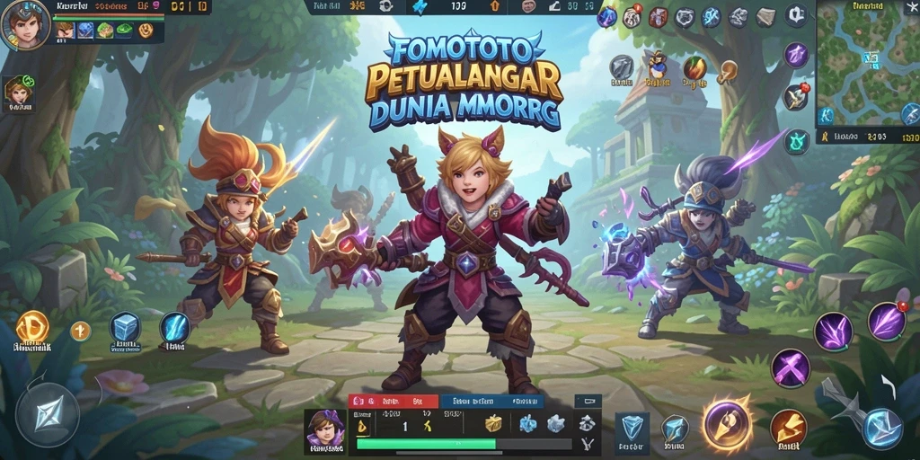 Screenshot gameplay FOMOTOTO yang menunjukkan aksi seru di dunia MMORPG.