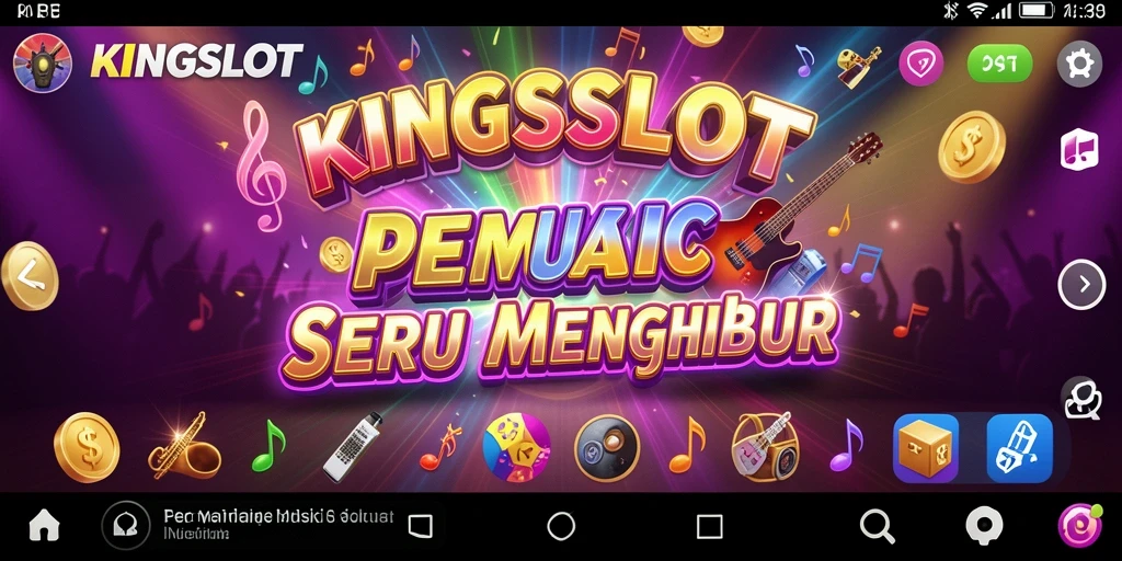 Tampilan gameplay KINGSLOT yang menakjubkan dengan berbagai genre musik.