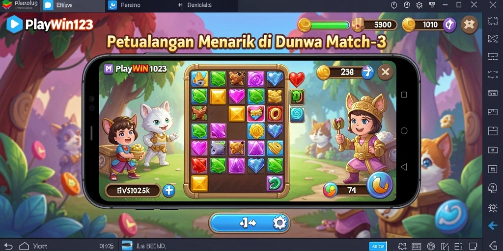 Tampilan menarik gameplay PLAYWIN123 dengan keseruan Match-3.