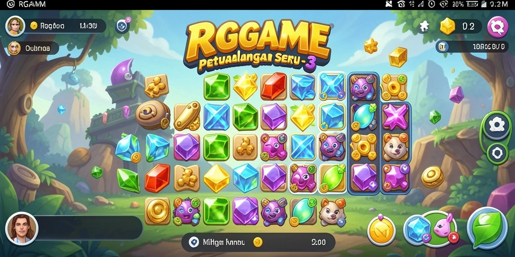 Gameplay seru RPGAME saat mencocokkan permata dalam level yang menantang.