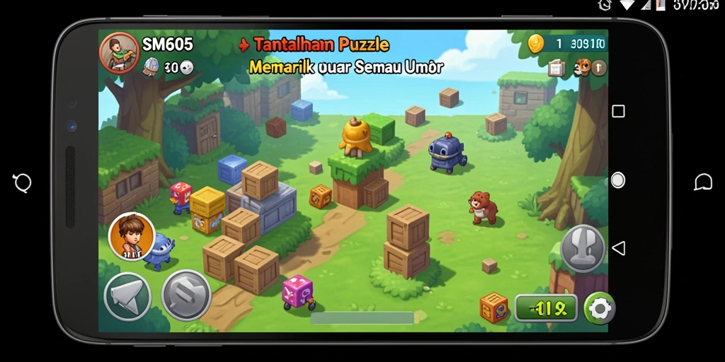 Tampilan gameplay SM605 yang penuh warna dan menantang.