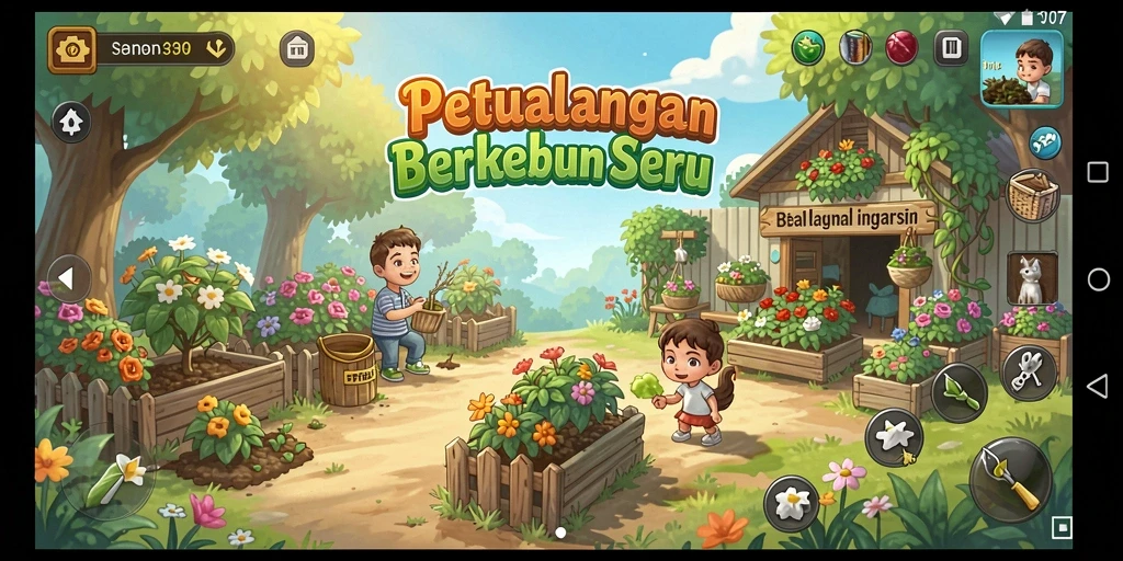 Screenshot gameplay V07 menunjukkan pengalaman seru berkebun dan mengelola ladang.