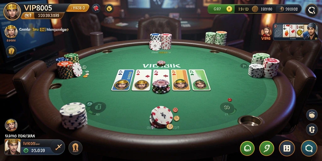 Tampilan gameplay utama VIP805 yang penuh aksi dan strategi Poker.